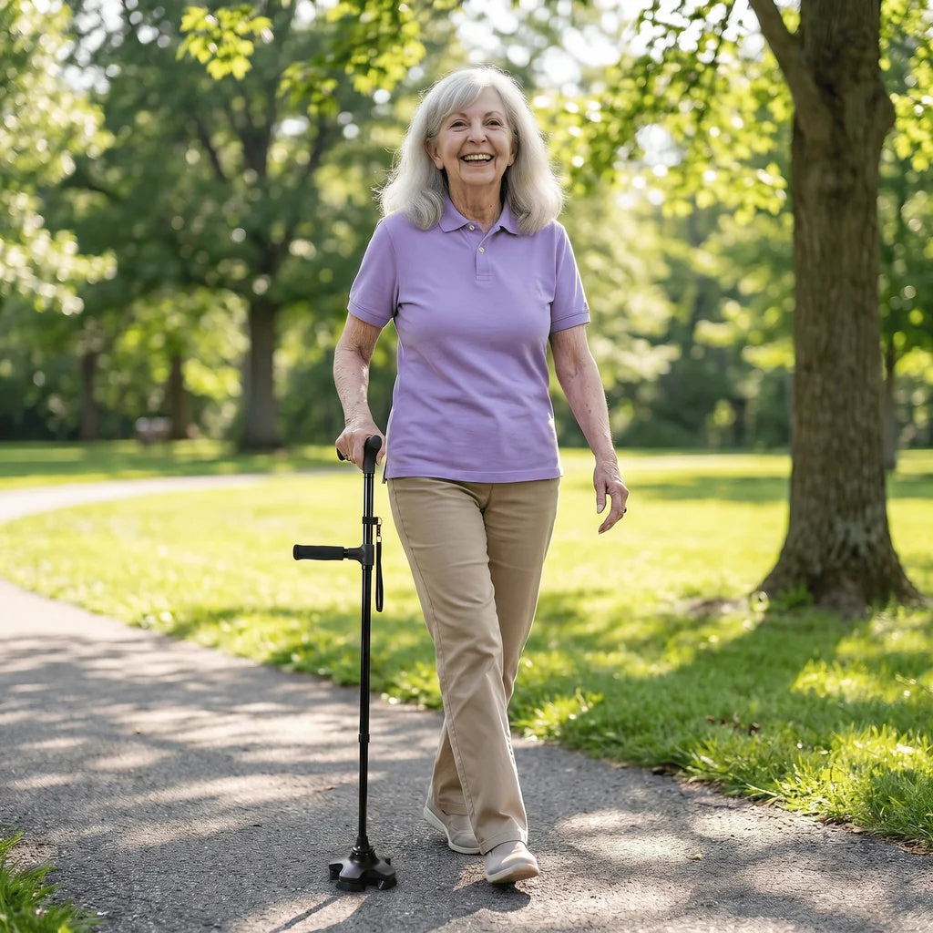 Audenora™ Smart Walking Cane – Foldable, Adjustable Cane with Alarm & LED Light