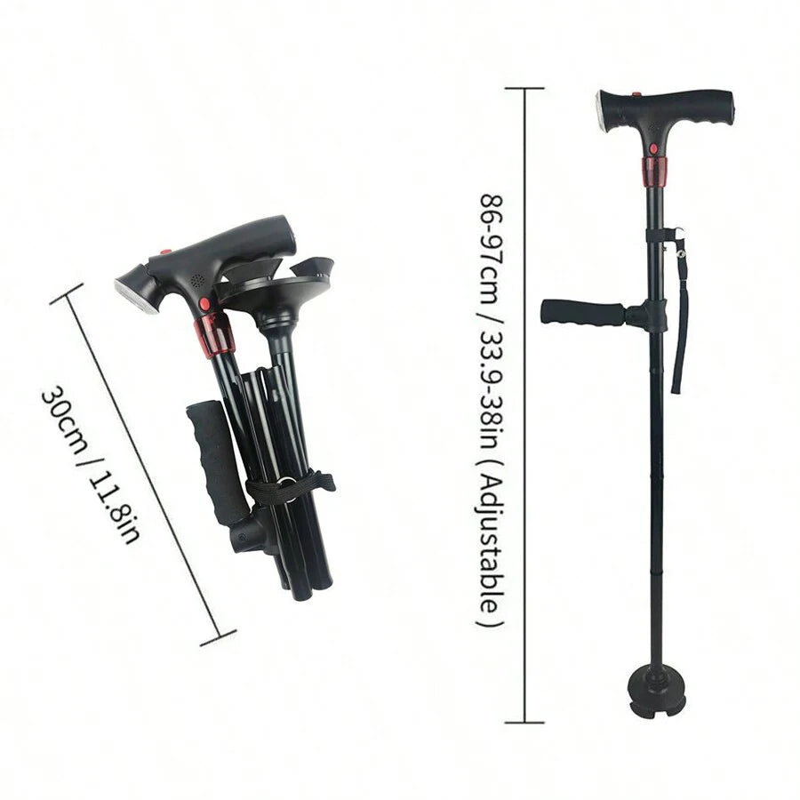 Audenora™ Smart Walking Cane – Foldable, Adjustable Cane with Alarm & LED Light